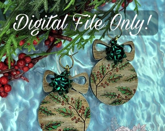 Ohrring SVG-Datei - Ohrring geschnitten Datei - Weihnachtsohrring - Holly svg - Winter SVG - Glowforge-Dateien - Winter Ohrringe SVG - Holly Zweig svg
