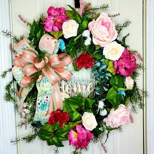Floral Wreath - Spring Wreath - Front Door Wreath - Spring Decor - Grapevine Wreath - Summer Wreath - Gift for Mom - Gift for Her