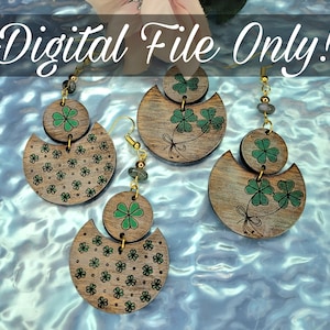 Earring SVG File - Earring Cut File - St Pattys Day Earring Design - Clover Earring Design - Glowforge - Jewelry SVG - St Patricks Day SVG