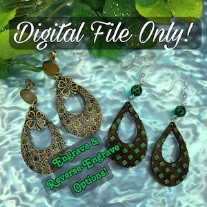 St Patricks Day SVG - Shamrock earring SVG File - Laser Cut File - St Pattys Day Earring Design - Clover Earring Design - Glowforge SVG
