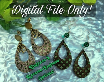 St Patricks Day SVG - Shamrock earring SVG File - Laser Cut File - St Pattys Day Earring Design - Clover Earring Design - Glowforge SVG