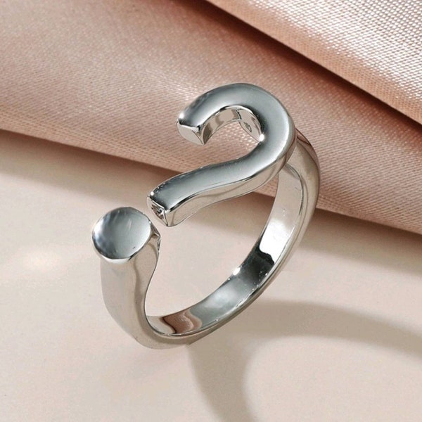 Creative Question Mark Ring, Adjustable Ring, Fashion Open Ring, Silver Ring, Unisex Ring, Lucky Ring, Question Ring, Ring for Men and Woman