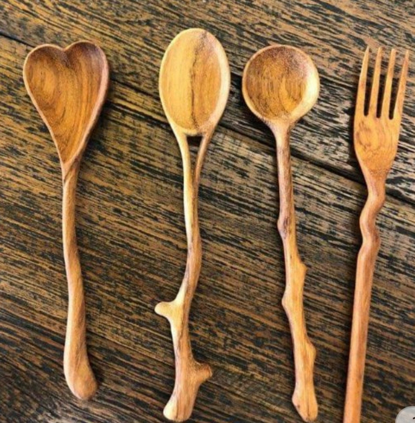 2set 3set 4 set Spoons and forks made of 100 natural wood Etsy