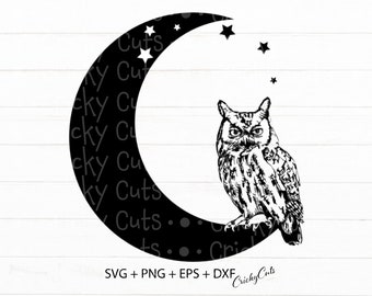 Download Owl On The Moon Svg Etsy