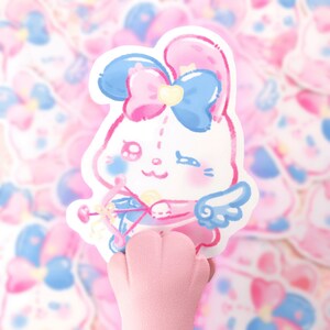 Niedlicher Hase Sticker - Pinkie Blue's Love (Shooting Cupid Arrow) | Niedlicher Valentinstag Hasen Sticker