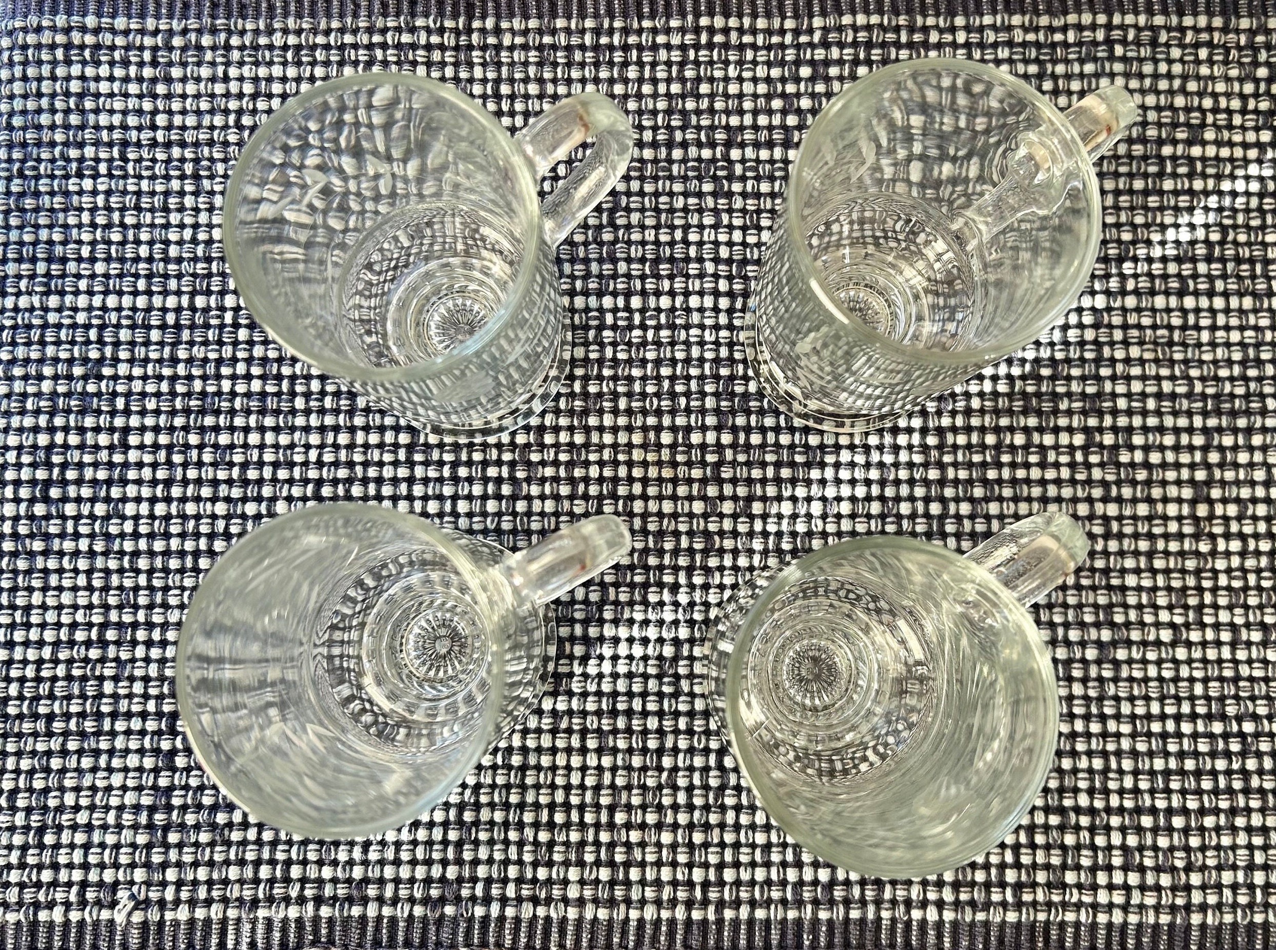 Set of 4 Princess House Etched Glass Pedestal Beverage Mugs Etsy