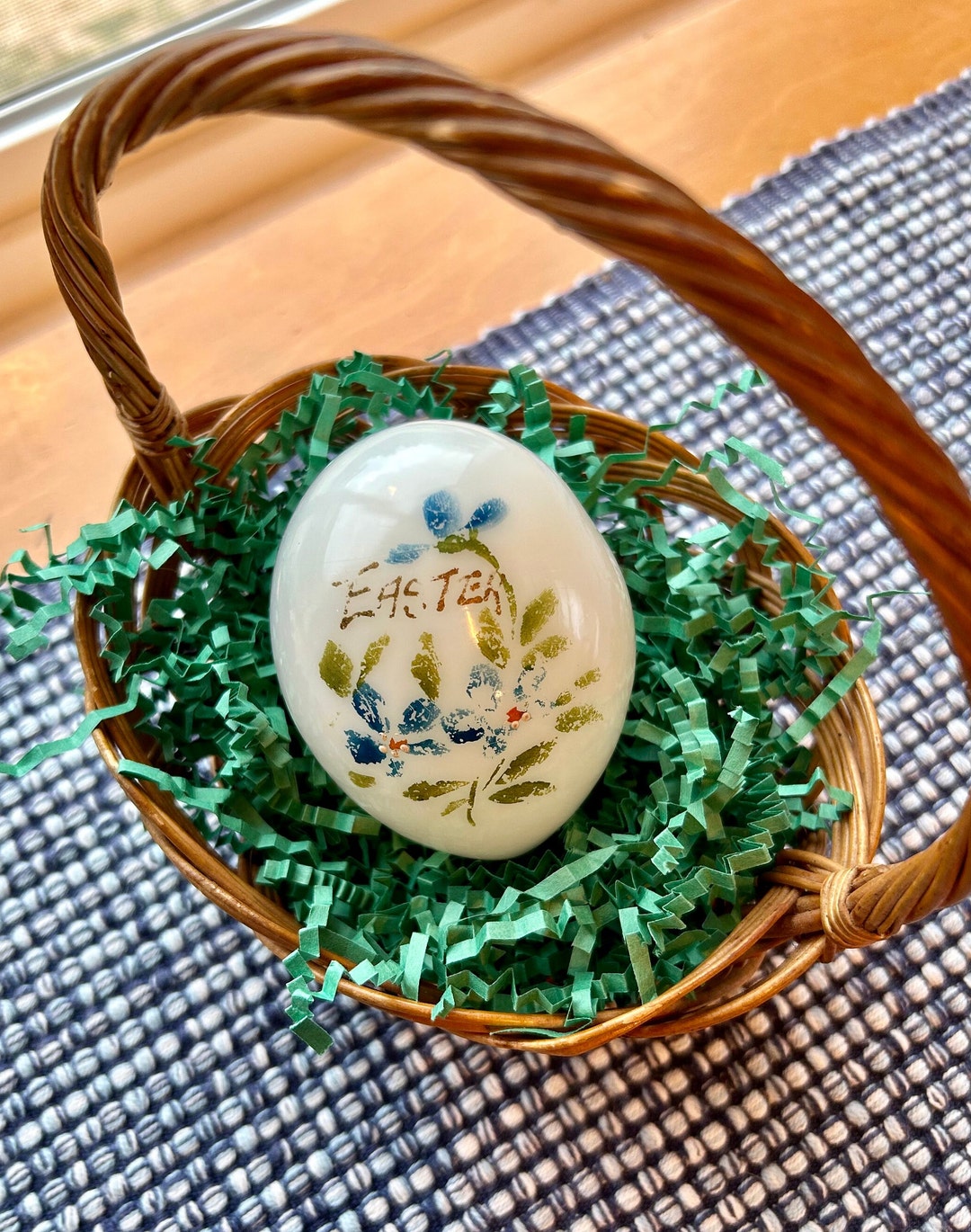 Vintage Hand Blown Hand Painted Milk Glass Easter Egg With Etsy