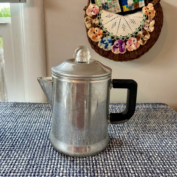 Vintage Stove Top Aluminum 2 cup Coffee Pot