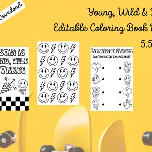 Young, Wild & Three Birthday Coloring Book