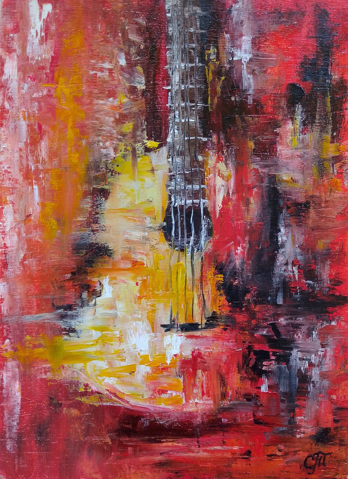 Guitar Painting Art Guitar Player Gift Abstract Painting Oil Etsy