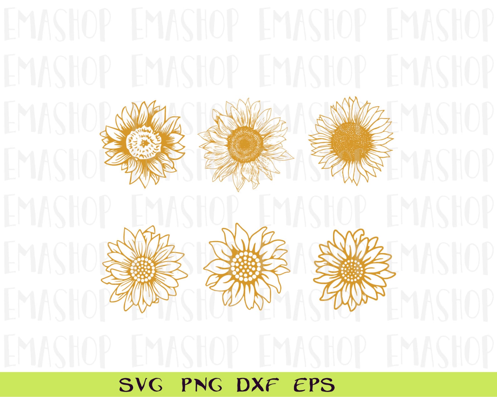 Download Bundle Vintage Sunflower svg Split Sunflower Svg Sunflower | Etsy