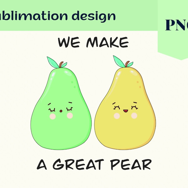 We make a great pear png clipart, cute kawaii pear fruit printable sublimation design valentines day love, planner png scrapbooking clip art