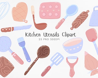 Imágenes prediseñadas de herramientas de cocina / Utensilios de cocina PNG / Lindos elementos de repostería para uso personal y comercial