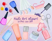 Nail Tools Clipart, Manicure Clipart, Nail Polish, Nails Clipart Instant download set of hand drawn digital clipart PNG 300 dpi