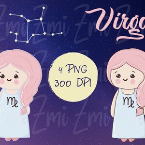 Zodiac Signs Clipart, Astrology png, Cute Baby Zodiac, Virgo, horoscope symbols, kawaii, pastel color, craft scrapbooking project supplies image 3