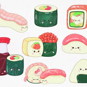 Kawaii Sushi Png Clipart, Japanese Cuisine Cute Printable, Smiling Face ...