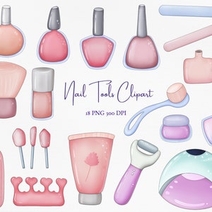 Nail Tools Clipart Set | Manicure PNG Graphics | Printable beauty clipart for personal and commercial use
