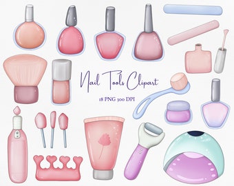 Nail Tools Clipart Set | Manicure PNG Graphics | Printable beauty clipart for personal and commercial use