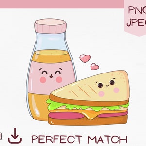 Kawaii Perfect Match Png Clipart, Cute Breakfast Printable Digital Art ...