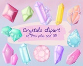 Diamond clipart, crystal png, gemstones minerals design, ruby amethyst printable, gems planner clip art, scrapbooking digital craft supplies