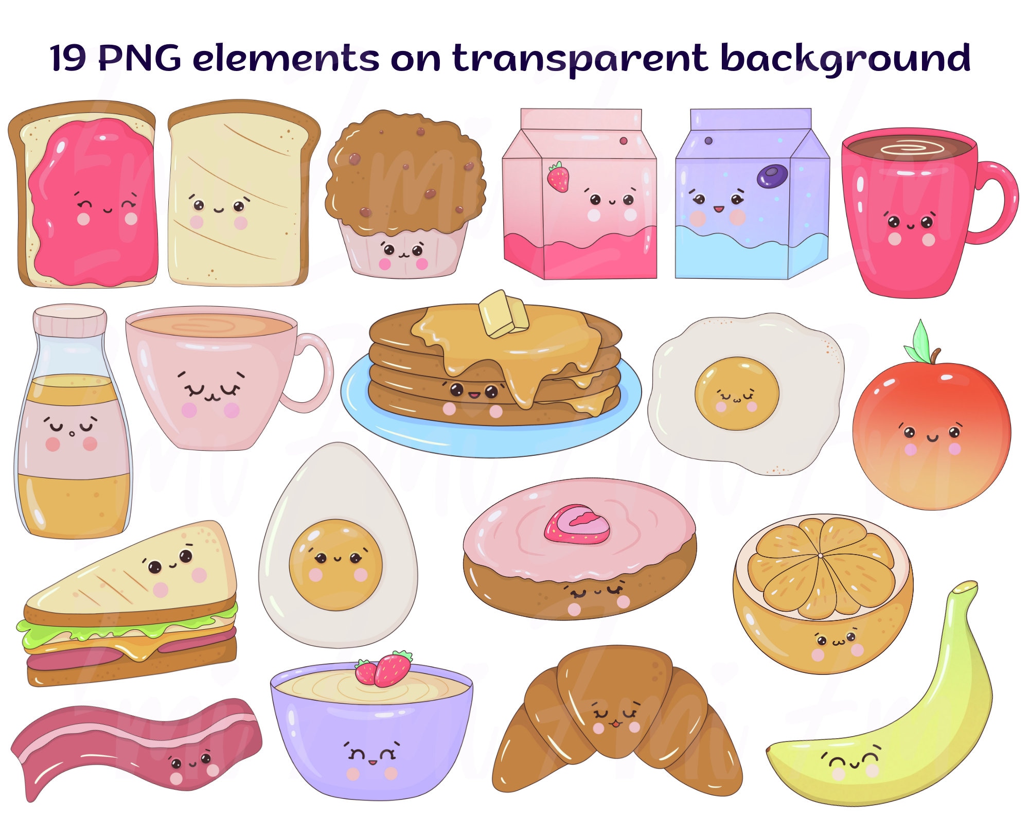 Perfect Match Kawaii Clipart Set Cute Food Clip Art Friendship 