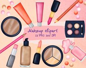 Makeup Clipart, Beauty Clipart, Fashion Clipart Instant download set of hand drawn digital clipart PNG 300 dpi