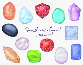 Gemstones PNG bundle | Crystals Clipart | Printable stones clip art | Instant download commercial use