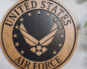 U.S. Air Force Emblem Wood Carved Plaque, Veteran Wall Art, Service Member Wall Decor , Military Member Gift, Veteran Gift