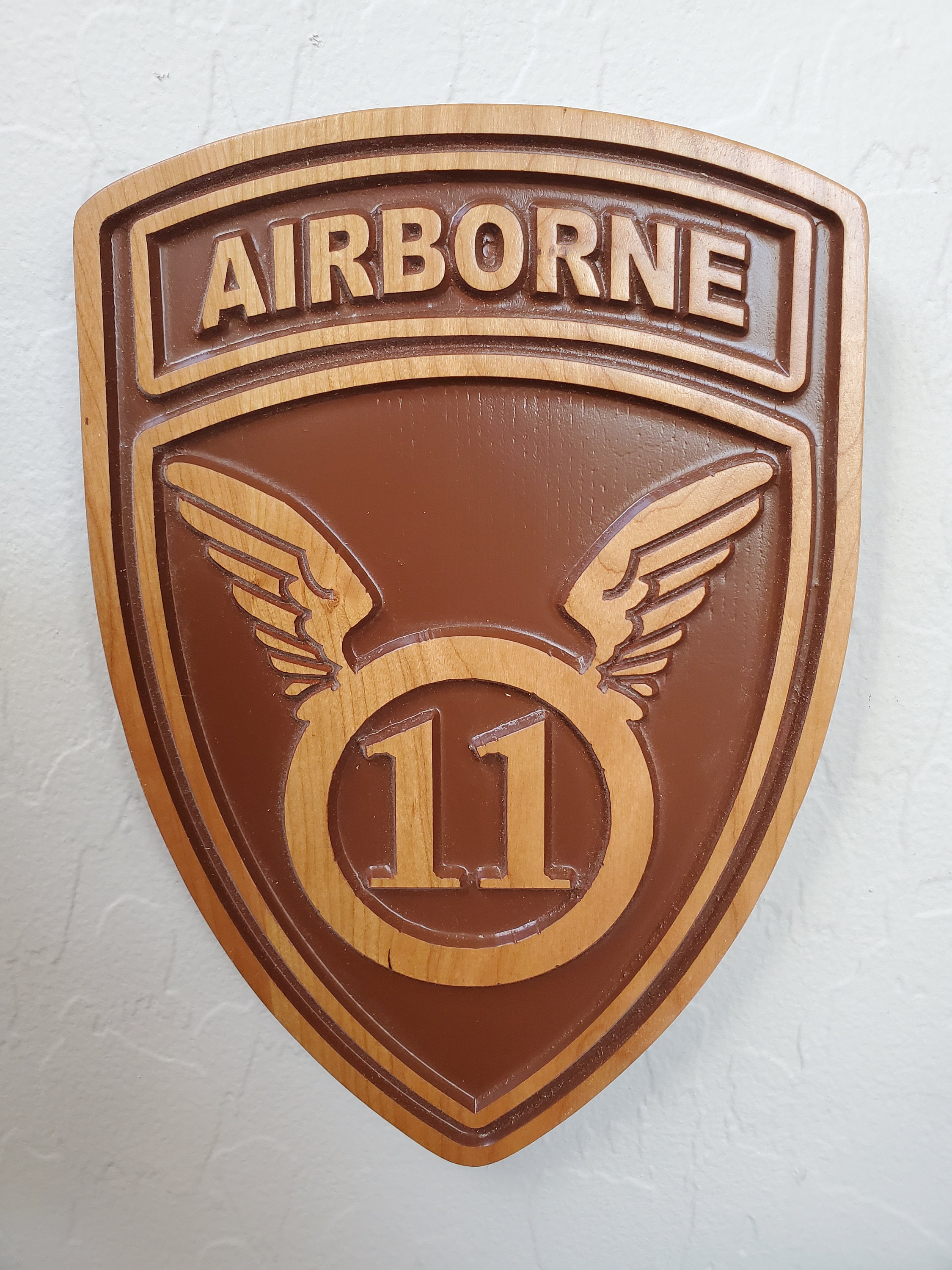 U.S. Army Airborne Wall Wood Carved Plaque,, 173rd, 101st, 82nd
