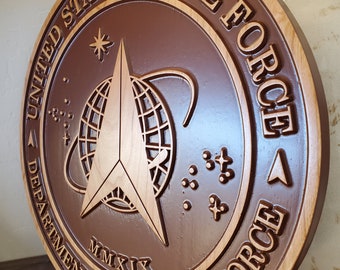 U.S. Space Force Emblem Wood Carved Plaque, Veteran Wall Art, Service Member Wall Decor , Military Member Gift, Veteran Gift