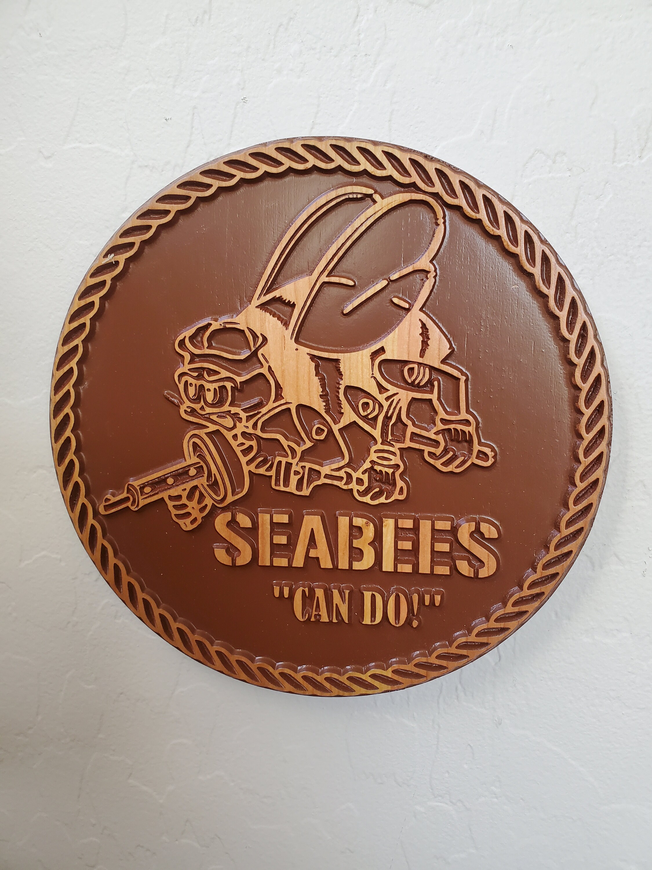 Bandiera US Navy Seabees 12x18 Con Bastone In Legno - TRADEWINDS