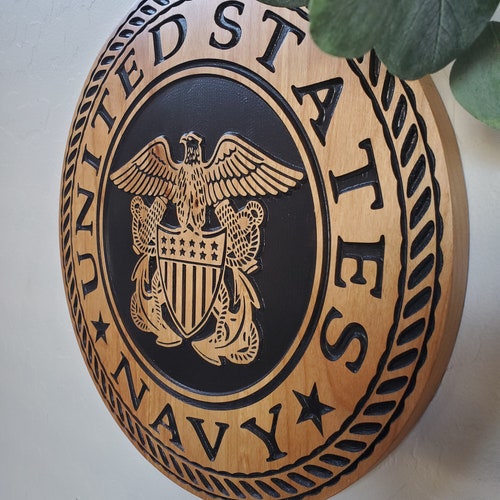 U.S. Navy Emblem Wood Carved Plaque Veteran Decor Military - Etsy
