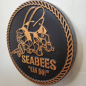 U.S. Navy Seabees Wood Carved Plaque, Military Wall Decor, Navy Veteran Gift, Service Member Gift