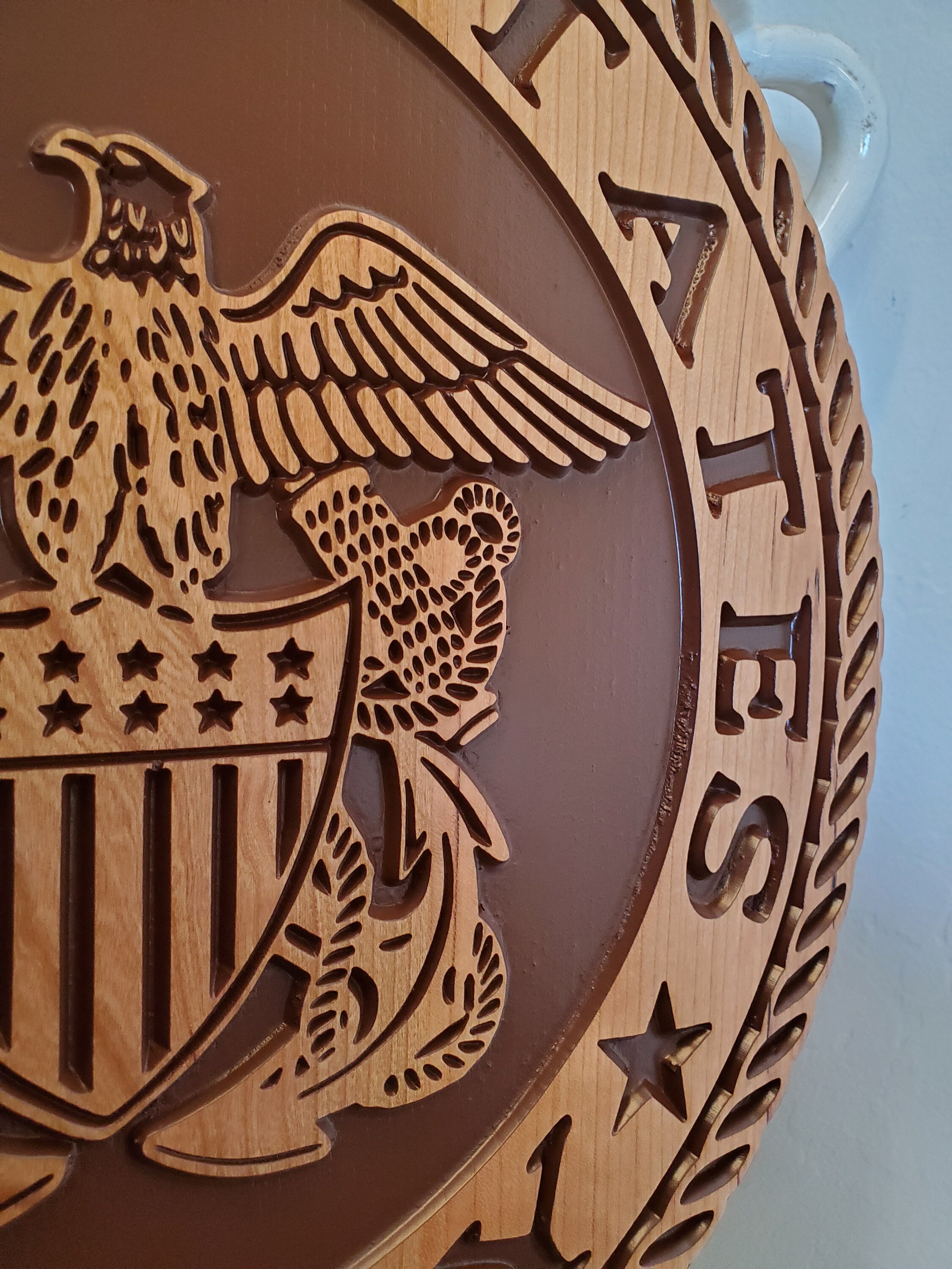U.S. Navy Emblem Wood Carved Plaque, Veteran Decor, Military Wall
