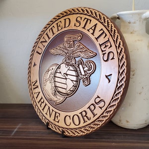 U.S. Marine Corps EGA Wood Carved Plaque, Veteran Wall Art , Marines Emblem Wall Art, Veteran Wall Decor, Veteran Gift, Military Gift