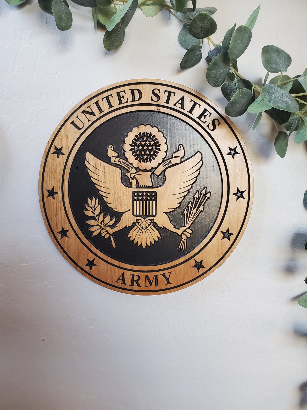 アメリカ合衆国 ARMY 陸軍 壁掛け インテリア 木製 彫刻 U.S. Army Wall Wood Carved Plaque, U.S. Army Wall Art