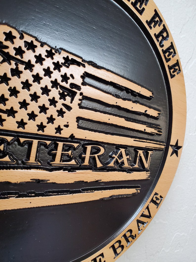 Veteran Wood Carved Plaque Honor Military Veteran Wall Art Etsy