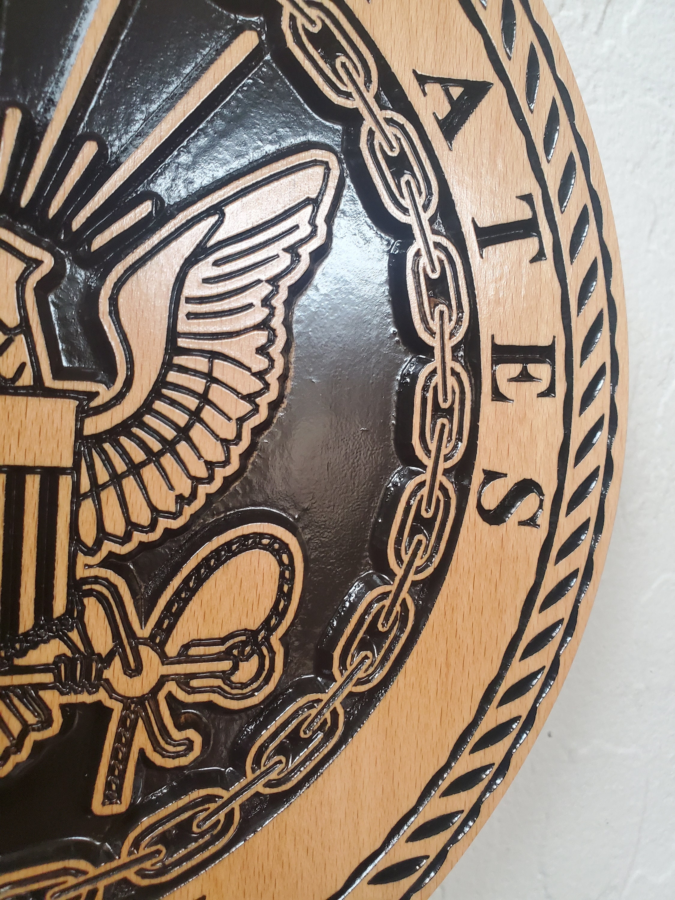U.S. Navy Emblem Wood Carved Plaque Veteran Decor Gift Etsy