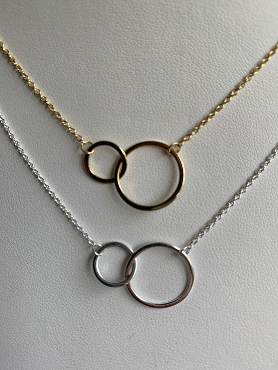 Solid 925 Sterling Silver Interlocking Double Circle of Life  