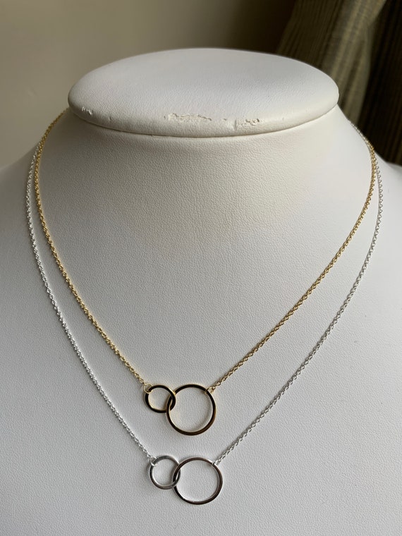 Solid 925 Sterling Silver Interlocking Double Circle of Life  