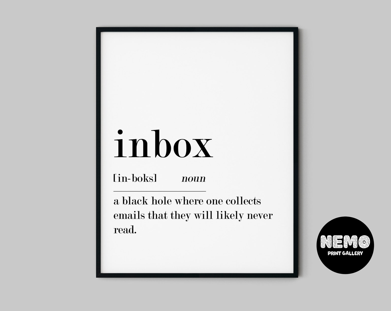 Funny Home Office Sign Inbox Definition Print Office Wall Etsy UK