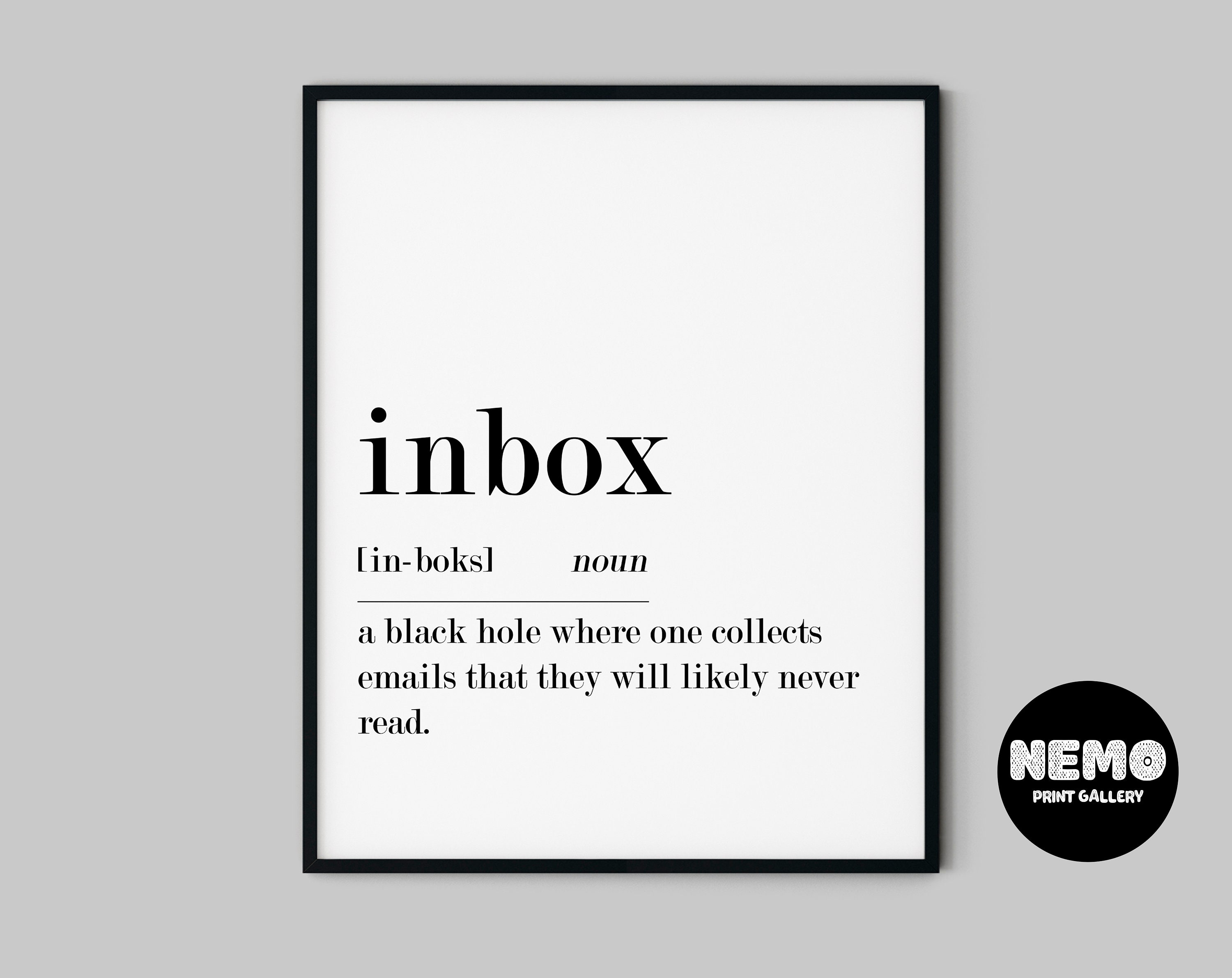 Funny Home Office Sign Inbox Definition Print Office Wall Etsy UK