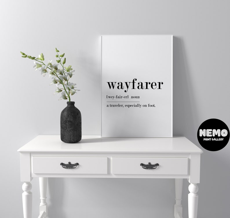 Wayfarer Definition Print Travel Art Print Minimalist Etsy