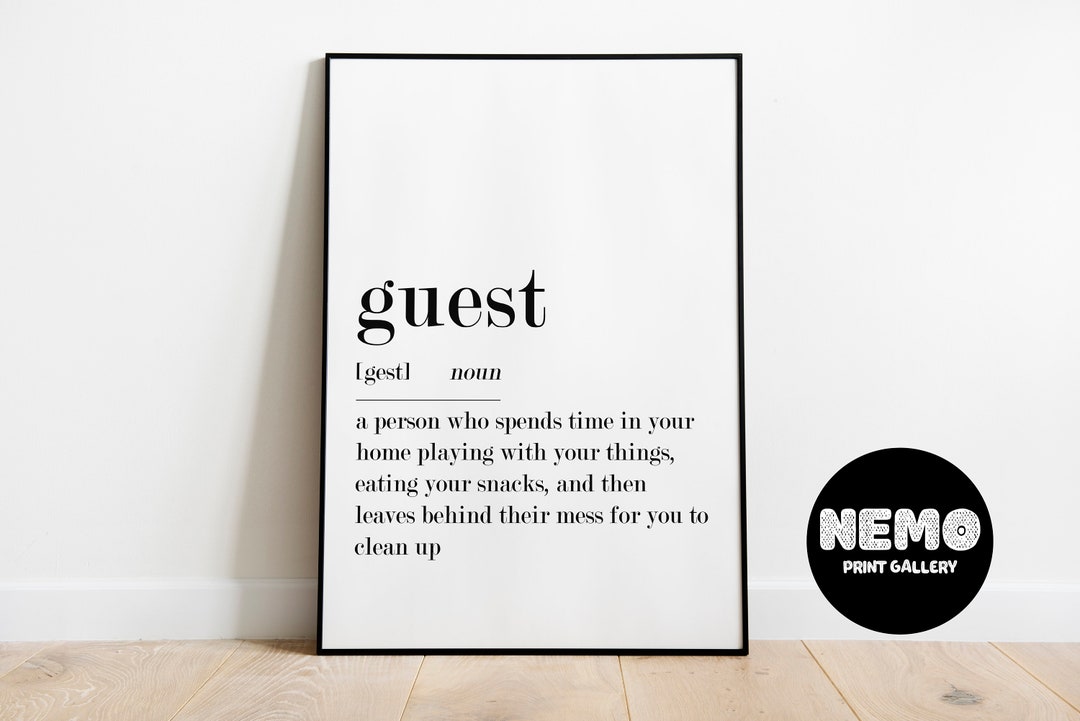 Guest Definition Print Funny Definition Art Guest Room Etsy