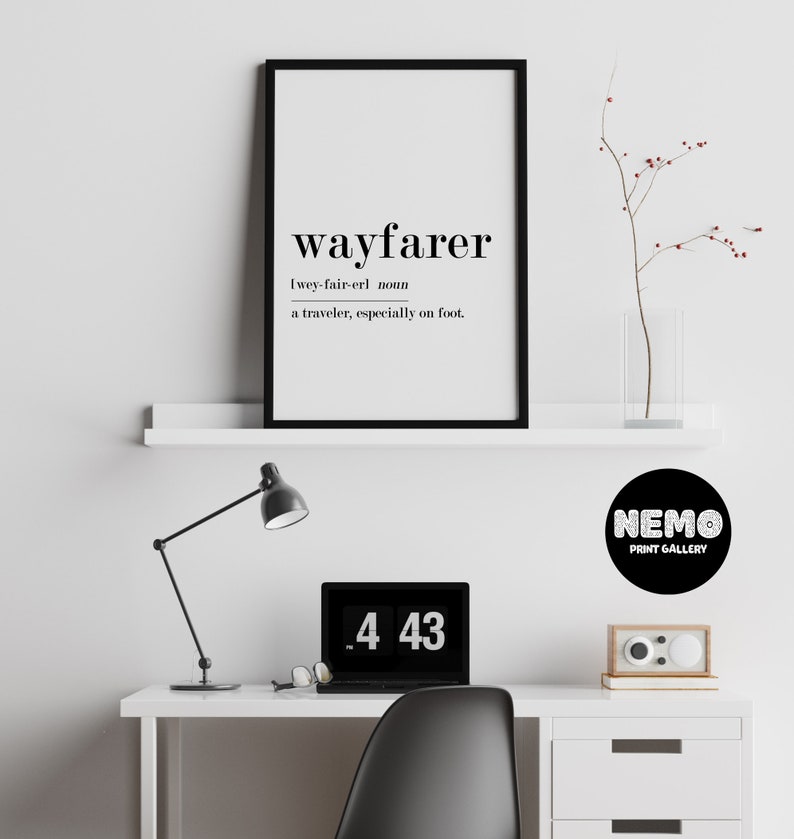 Wayfarer Definition Print Travel Art Print Minimalist Etsy