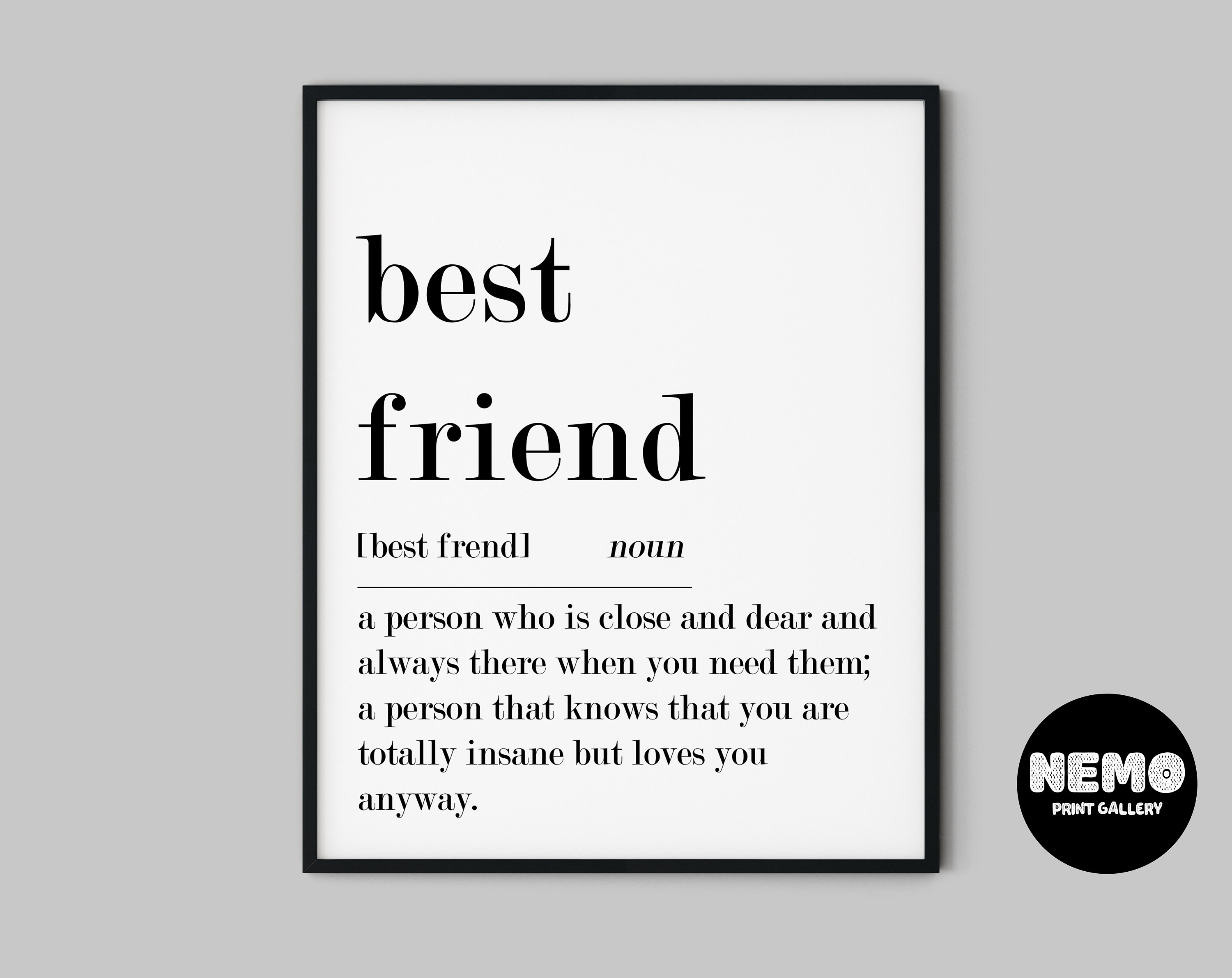 Best Friend Definition Print Gift for Best Friend Friend Etsy UK