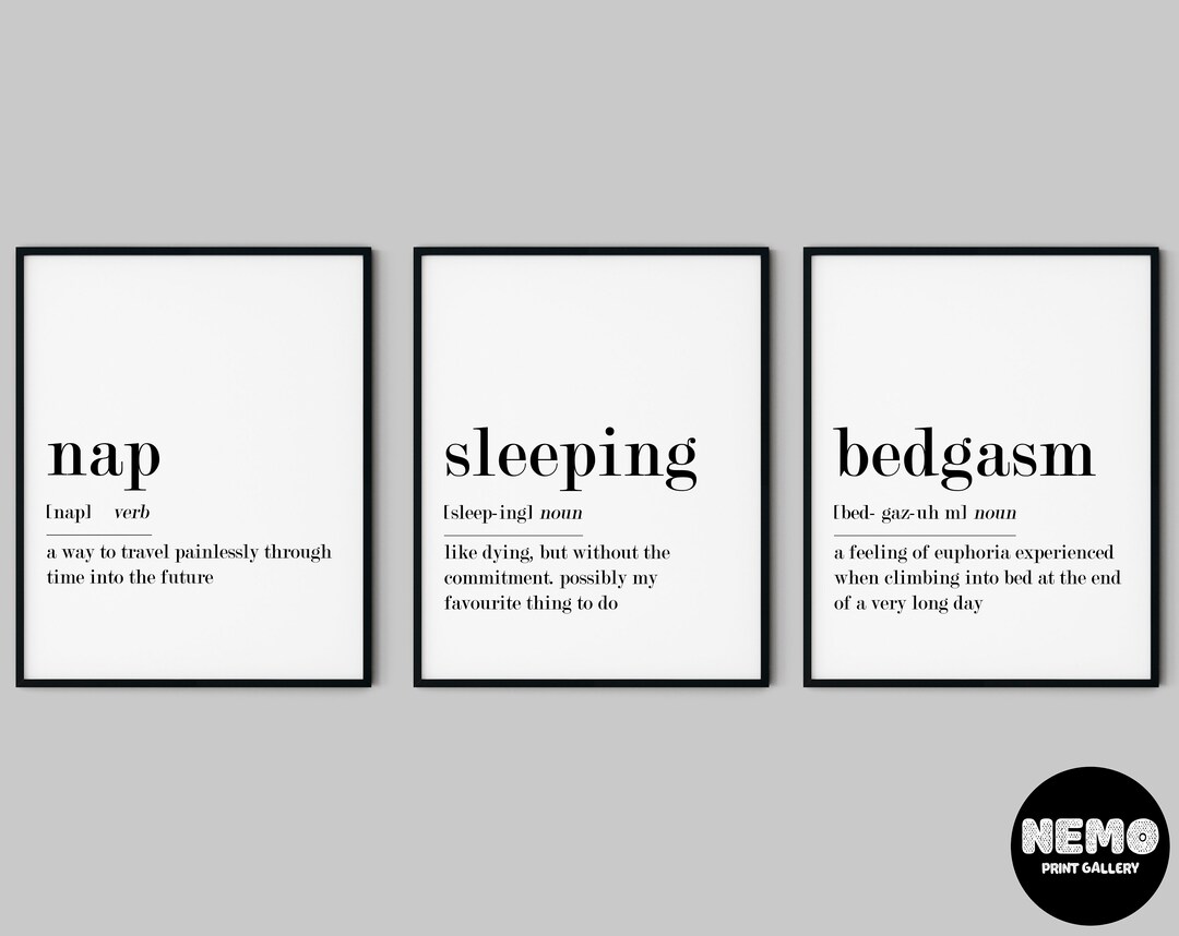 Bedroom Definition Prints Set of 3 Wall Prints Home Decor Etsy