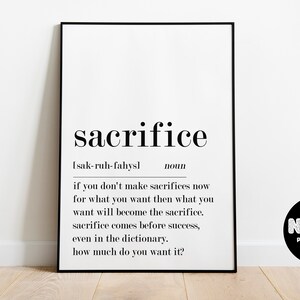 Sacrifice Definition Print Home Office Printable 