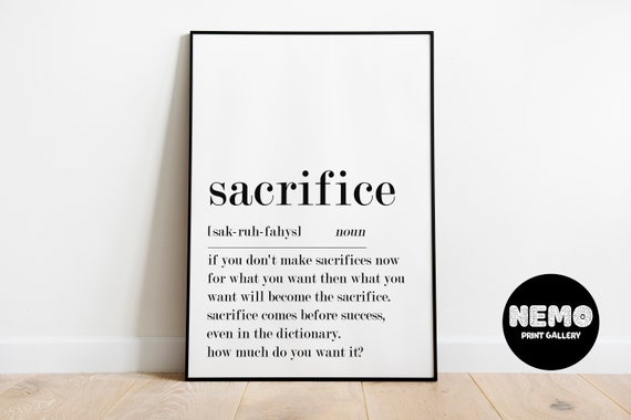 Sacrifice Definition Print Home Office Printable 