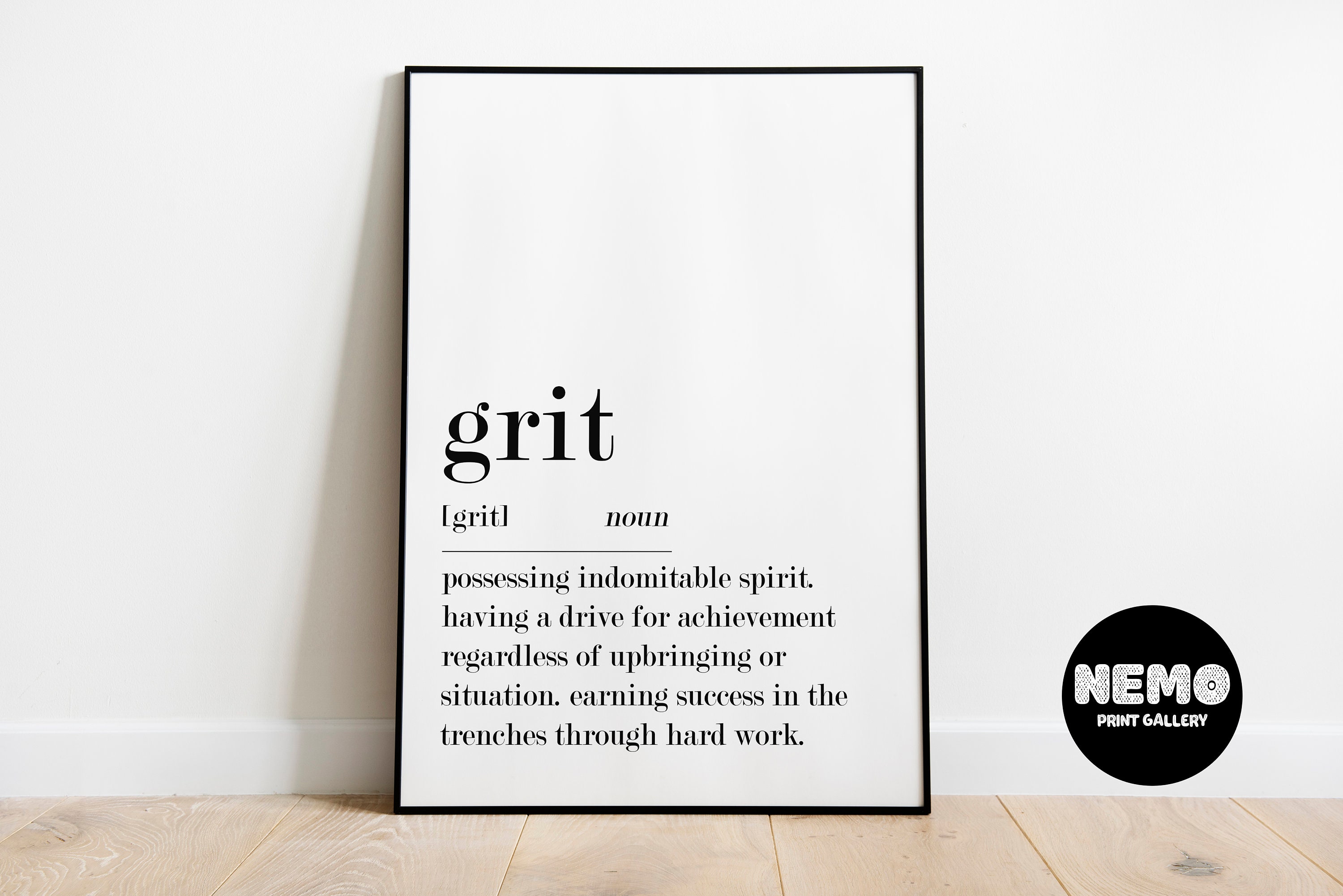 Grit Definition Print Home Office Printable Motivational Etsy